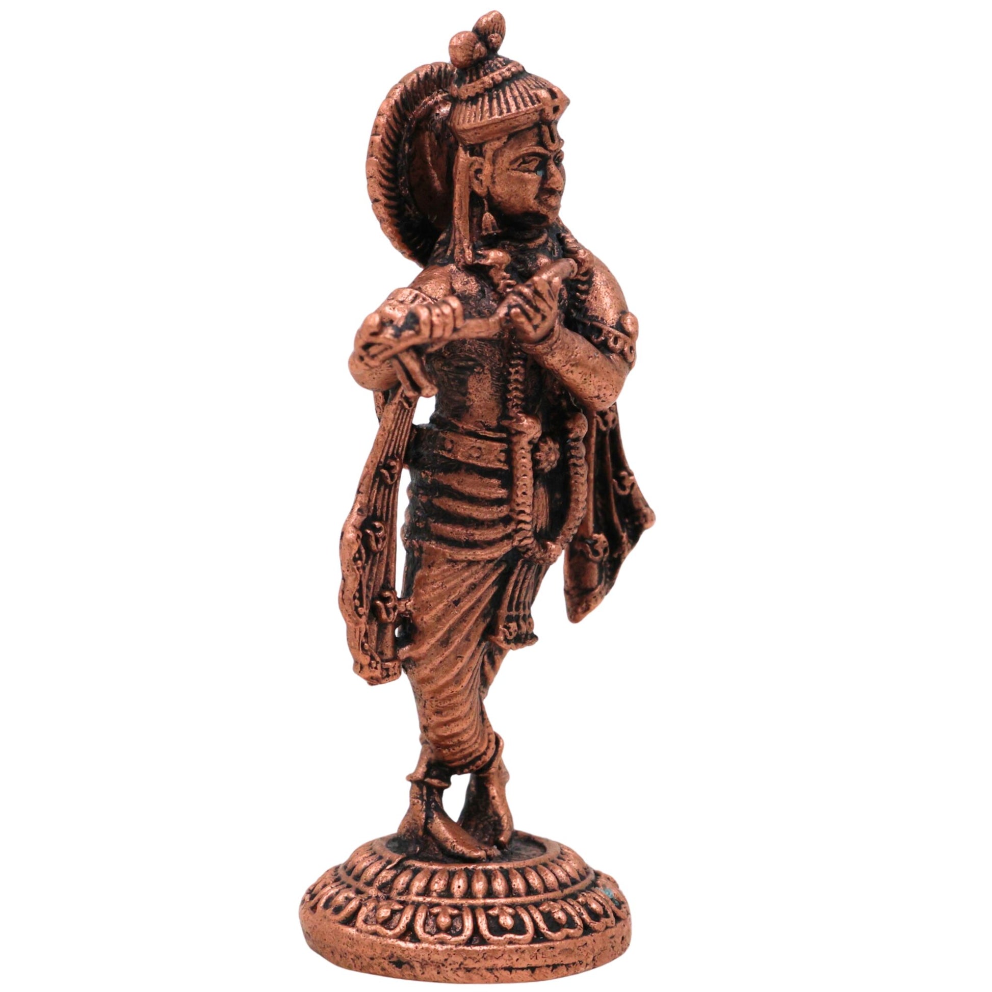 Copper Krishna Idol, Shree Krishna Moorti, Bal Gopal Figurine for Pooja & Home Decor, Brown, 2.5 Inch, 1 Piece