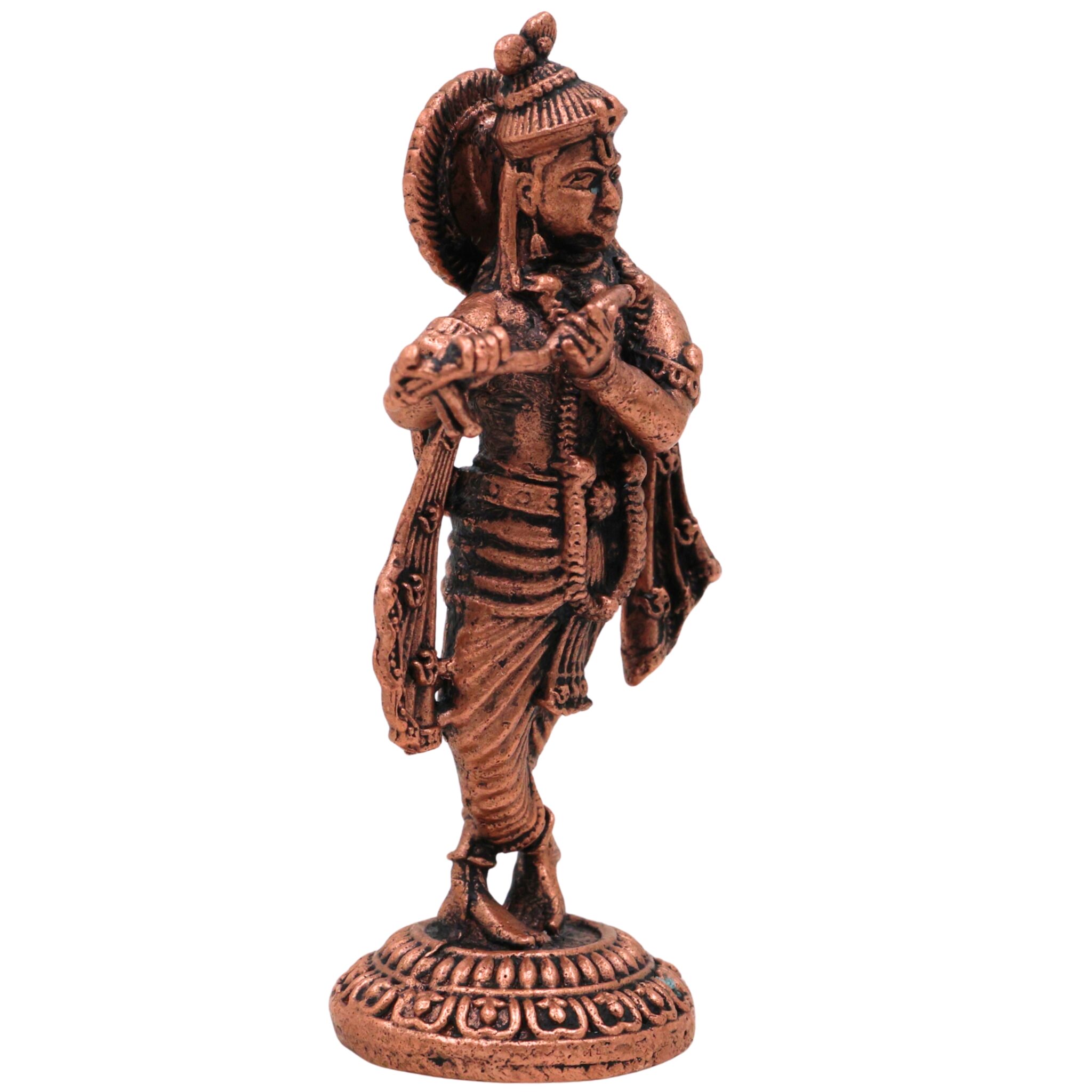 Copper Krishna Idol, Shree Krishna Moorti, Bal Gopal Figurine for Pooja & Home Decor, Brown, 2.5 Inch, 1 Piece