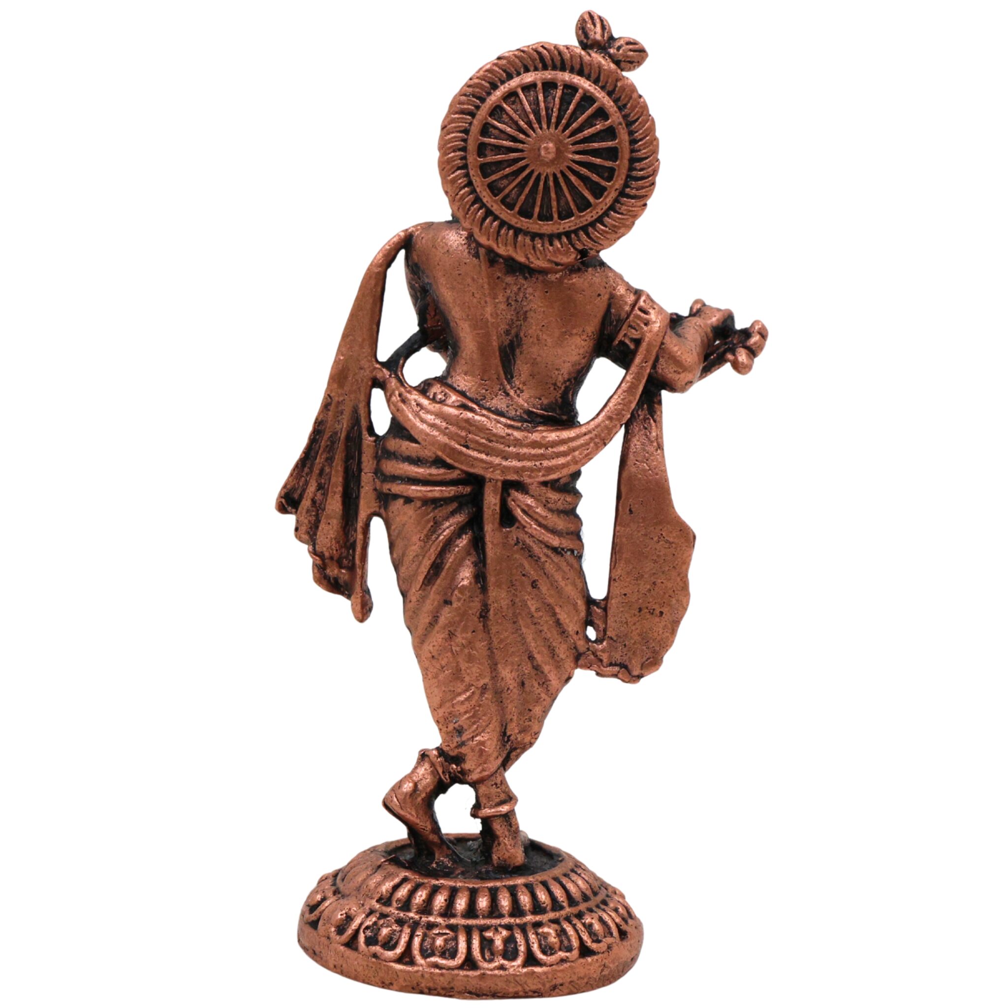 Copper Krishna Idol, Shree Krishna Moorti, Bal Gopal Figurine for Pooja & Home Decor, Brown, 2.5 Inch, 1 Piece
