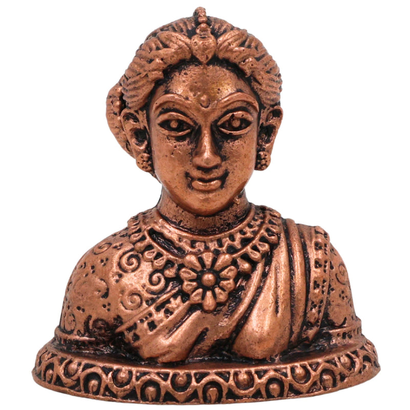 Copper Gowri Idol, Gauri Murti, Parvati Statue, Uma Moorti, Home Pooja Decor, Brown, 1.5 Inch, 1 Piece