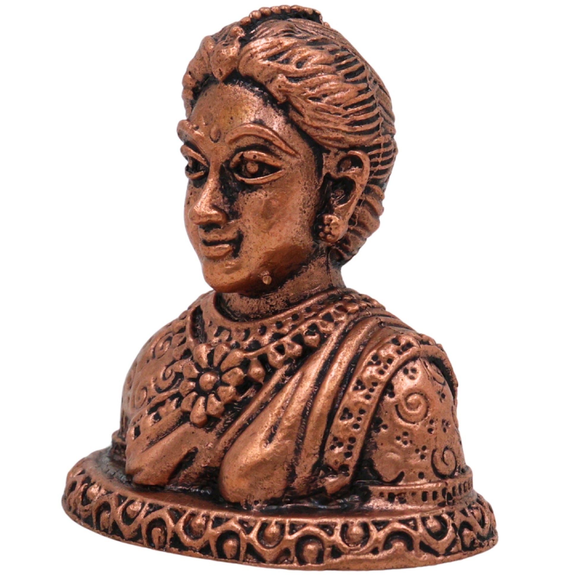Copper Gowri Idol, Gauri Murti, Parvati Statue, Uma Moorti, Home Pooja Decor, Brown, 1.5 Inch, 1 Piece