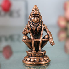 Copper Ayyappa Idol, Lord Ayyappa Statue, Swamy Ayyappa Murti, Shabarimala Sastha Sculpture for Pooja & Home Decor, Brown, 1.5 Inch, 1 Piece