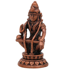 Copper Ayyappa Idol, Lord Ayyappa Statue, Swamy Ayyappa Murti, Shabarimala Sastha Sculpture for Pooja & Home Decor, Brown, 1.5 Inch, 1 Piece