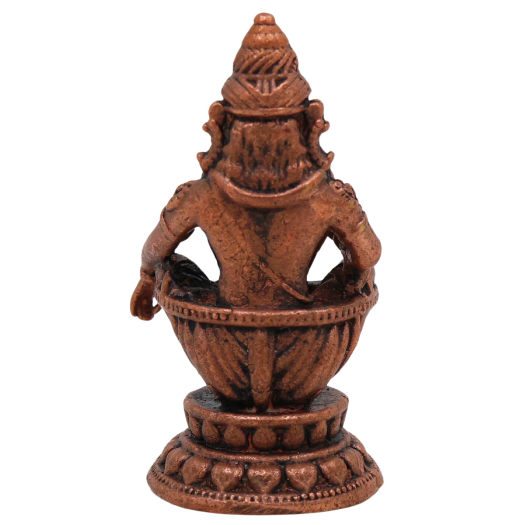 Copper Ayyappa Idol, Lord Ayyappa Statue, Swamy Ayyappa Murti, Shabarimala Sastha Sculpture for Pooja & Home Decor, Brown, 1.5 Inch, 1 Piece