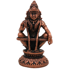 Pure Copper Ayyappa Idol, Tamra Ayyappan Murti, Handcrafted Dharma Sastha Manikanta Statue, Swami Ayyappa Vigraham, Tamraloha Shasta Murti for Pooja & Home Decor, Brown, 2 Inch, 1 Piece