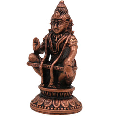 Pure Copper Ayyappa Idol, Tamra Ayyappan Murti, Handcrafted Dharma Sastha Manikanta Statue, Swami Ayyappa Vigraham, Tamraloha Shasta Murti for Pooja & Home Decor, Brown, 2 Inch, 1 Piece