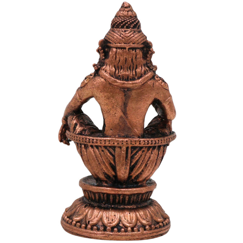 Pure Copper Ayyappa Idol, Tamra Ayyappan Murti, Handcrafted Dharma Sastha Manikanta Statue, Swami Ayyappa Vigraham, Tamraloha Shasta Murti for Pooja & Home Decor, Brown, 2 Inch, 1 Piece