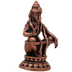Copper Ayyappa Idol, Tamra Ayyappan Murti, Sabarimala Swamy Statue, Manikandan Figurine for Pooja & Home Decor, Brown, 1.5 Inch, 1 Piece