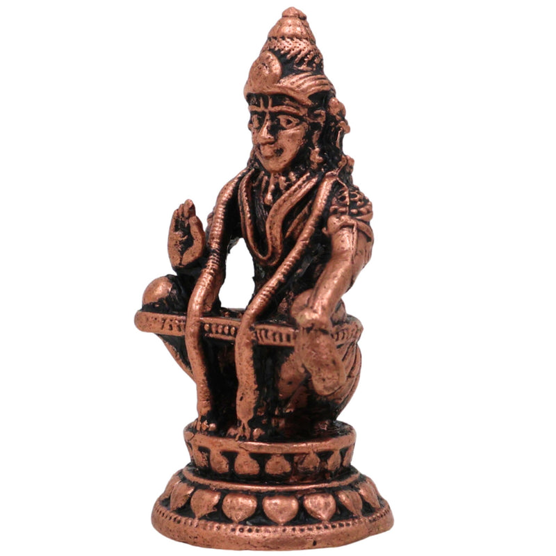 Copper Ayyappa Idol, Tamra Ayyappan Murti, Sabarimala Swamy Statue, Manikandan Figurine for Pooja & Home Decor, Brown, 1.5 Inch, 1 Piece
