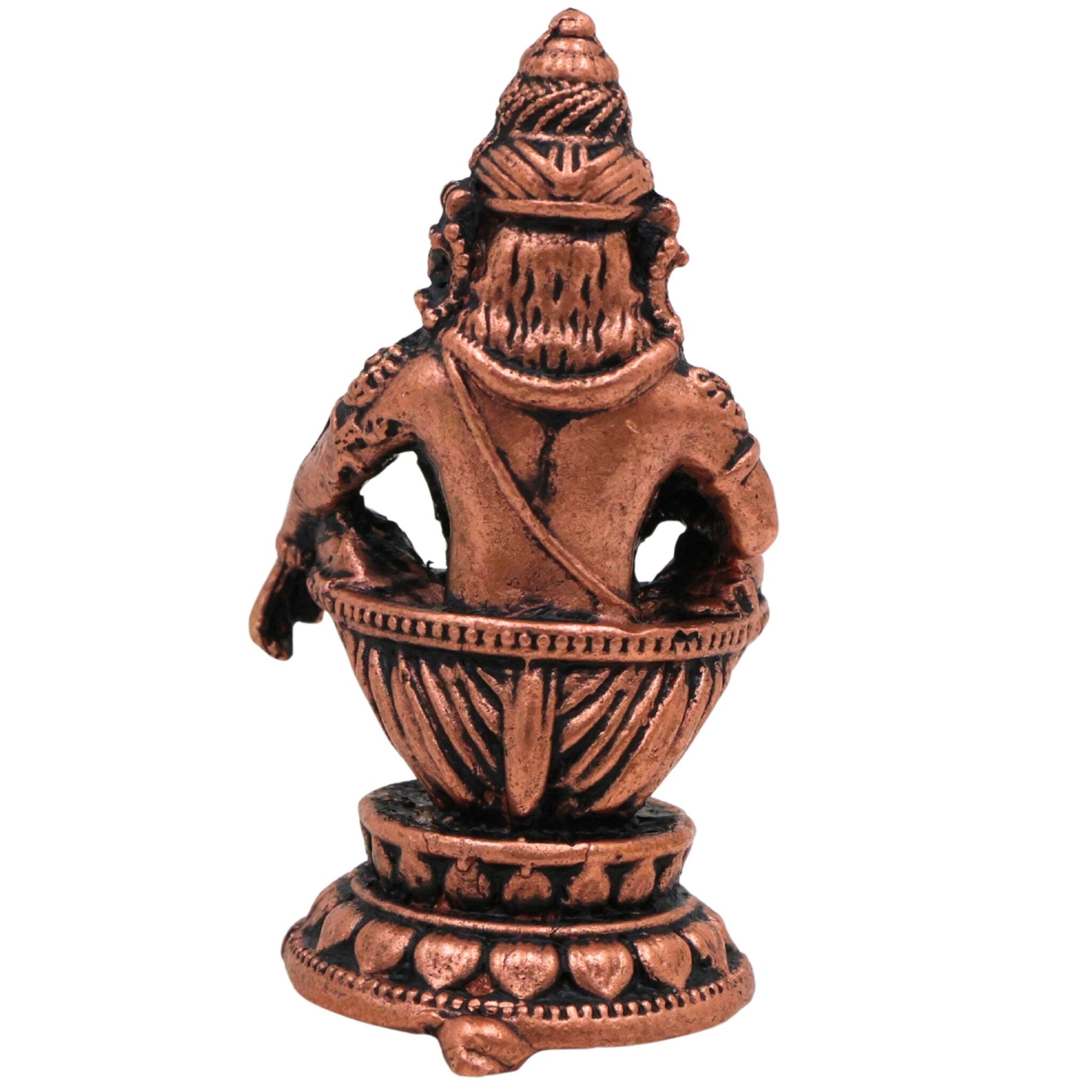 Copper Ayyappa Idol, Tamra Ayyappan Murti, Sabarimala Swamy Statue, Manikandan Figurine for Pooja & Home Decor, Brown, 1.5 Inch, 1 Piece