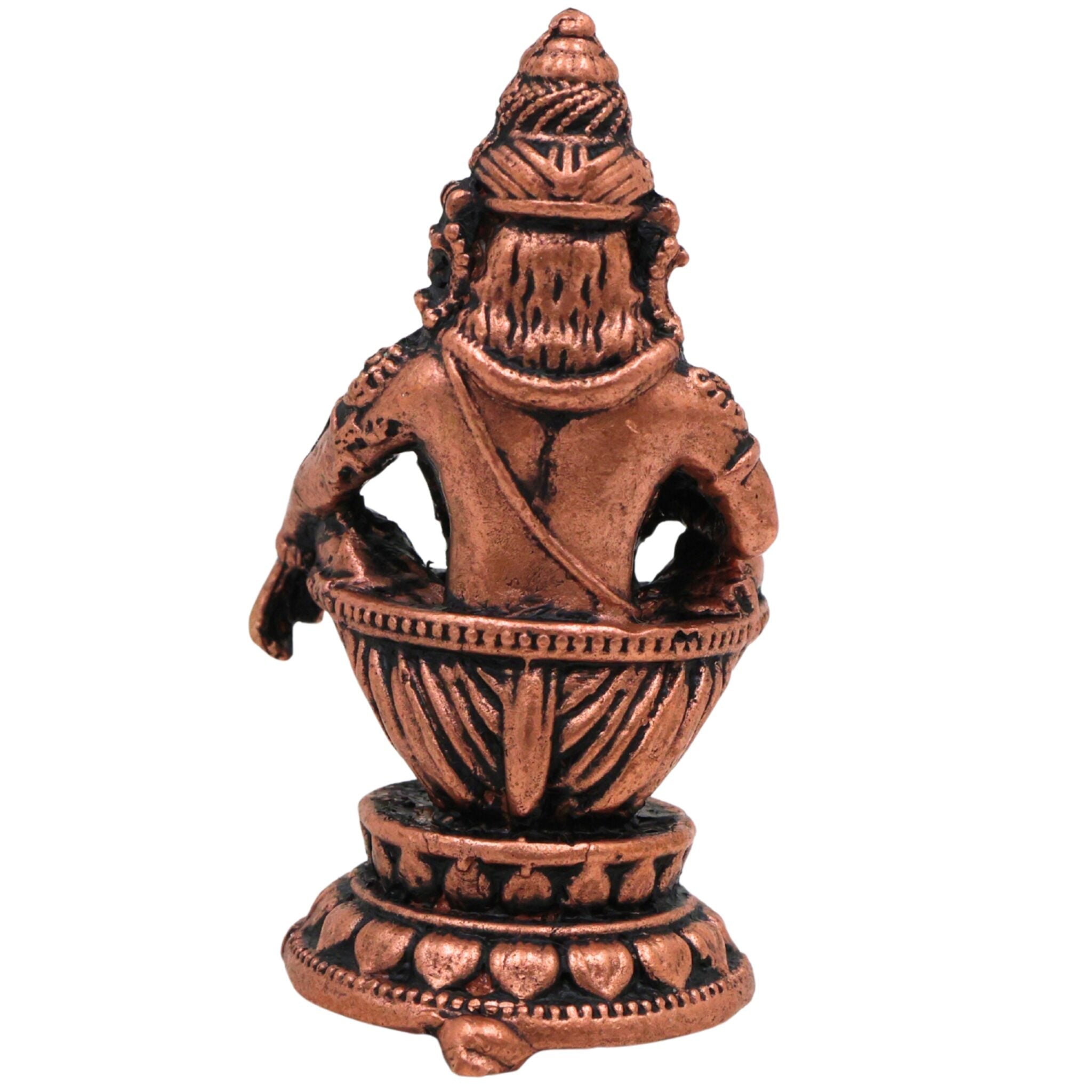 Copper Ayyappa Idol, Tamra Ayyappan Murti, Sabarimala Swamy Statue, Manikandan Figurine for Pooja & Home Decor, Brown, 1.5 Inch, 1 Piece