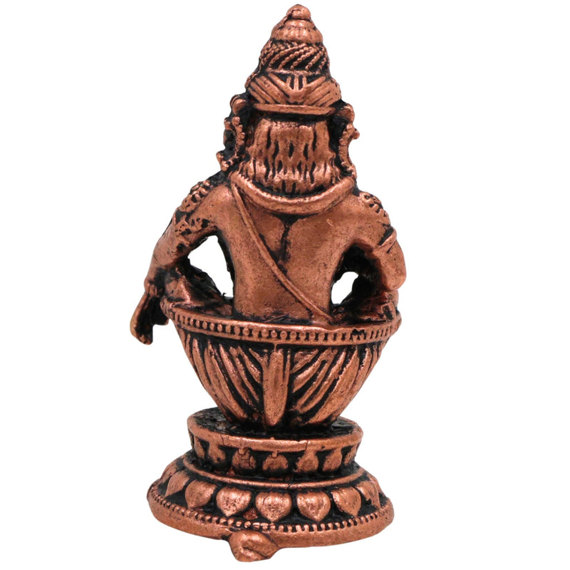 Copper Ayyappa Idol, Tamra Ayyappan Murti, Sabarimala Swamy Statue, Manikandan Figurine for Pooja & Home Decor, Brown, 1.5 Inch, 1 Piece