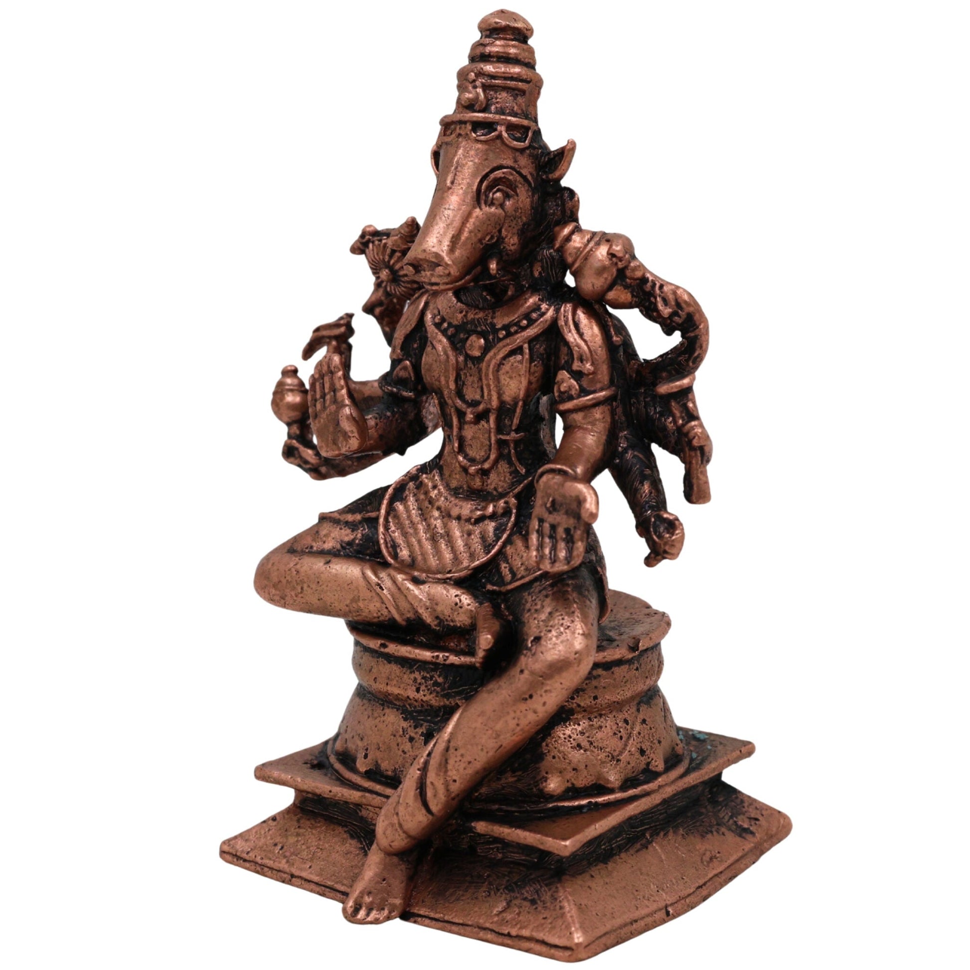 Copper Varahi Amman Idol, Handcrafted Tamra Varahi Devi Murti, Varahi Mata Statue for Pooja, Home Decor & Gifts, Maha Varahi Shakti Vigraham , Brown, 3 Inch, 1 Piece