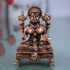 Pure Copper Lakshmi Idol, Handcrafted Mahalakshmi Murti, Thamira Dhanalakshmi Statue, Vaibhav Lakshmi Vigraham for Pooja, Temple & Home Decor,Tamra Shree Lakshmi Figurine, Brown, 2 Inch, 1 Piece