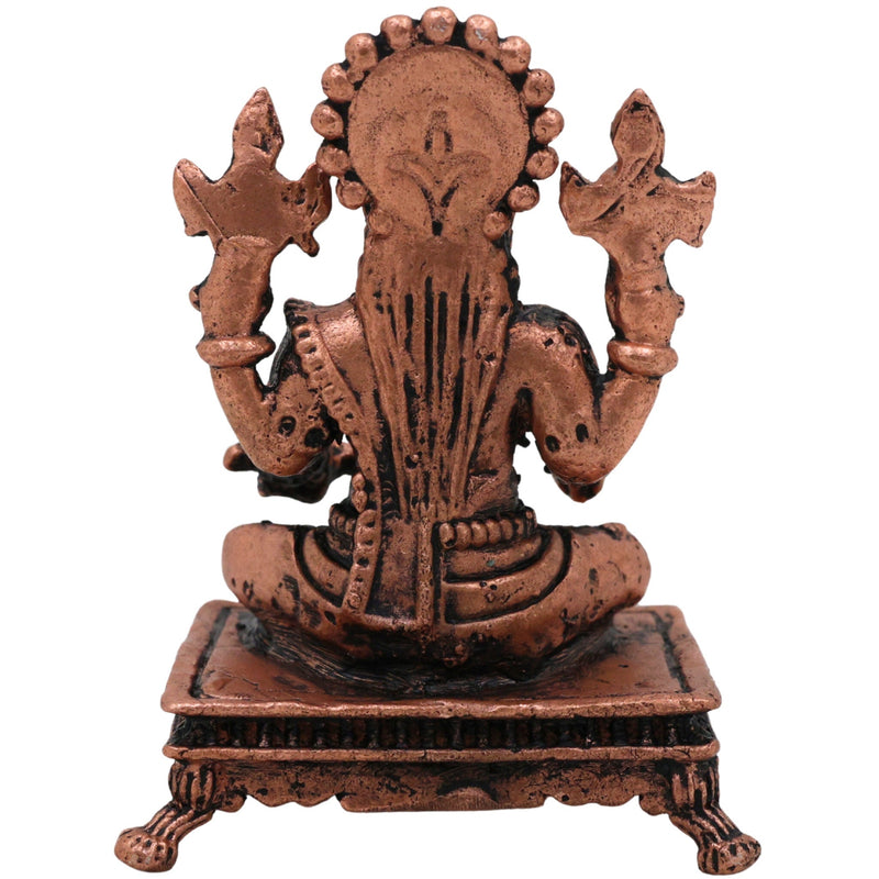 Pure Copper Lakshmi Idol, Handcrafted Mahalakshmi Murti, Thamira Dhanalakshmi Statue, Vaibhav Lakshmi Vigraham for Pooja, Temple & Home Decor,Tamra Shree Lakshmi Figurine, Brown, 2 Inch, 1 Piece