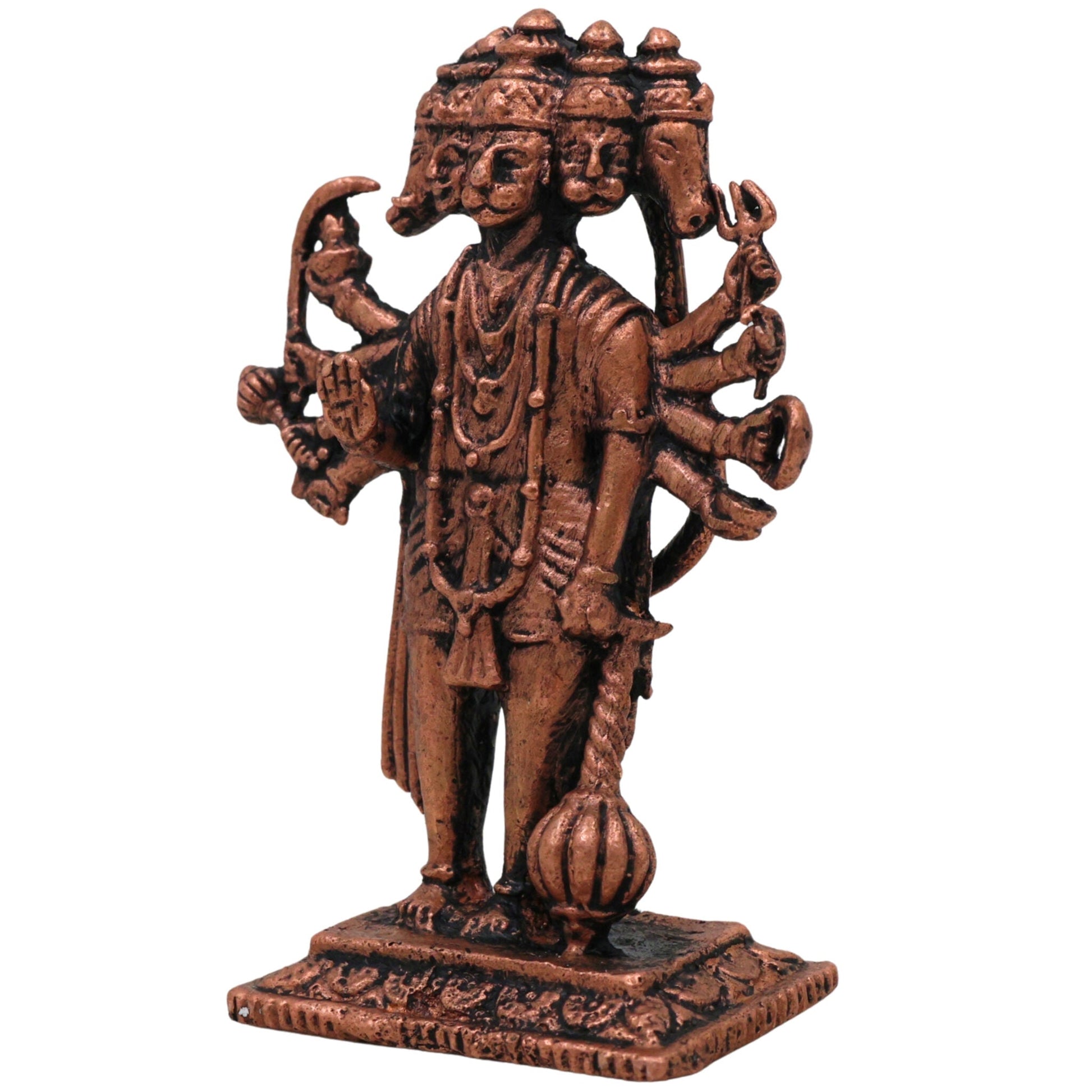 Copper Panchmukhi Hanuman Idol,Tamra Panchmukhi Anjaneya Murti,Thamira Bajrangbali Statue,Tamraloha Veer Maruti Nandan Vigraham, Brown, 2.5 Inch, 1 Piece