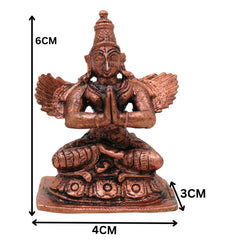 Copper Garudadev Idol, Handcrafted Tamra Garuda Dev Vigraham, Vainateya Suparna Pakshiraja Vishnu Vahana Murti for Pooja, Home Decor & Gifts, 2.5 Inch, 1 Piece