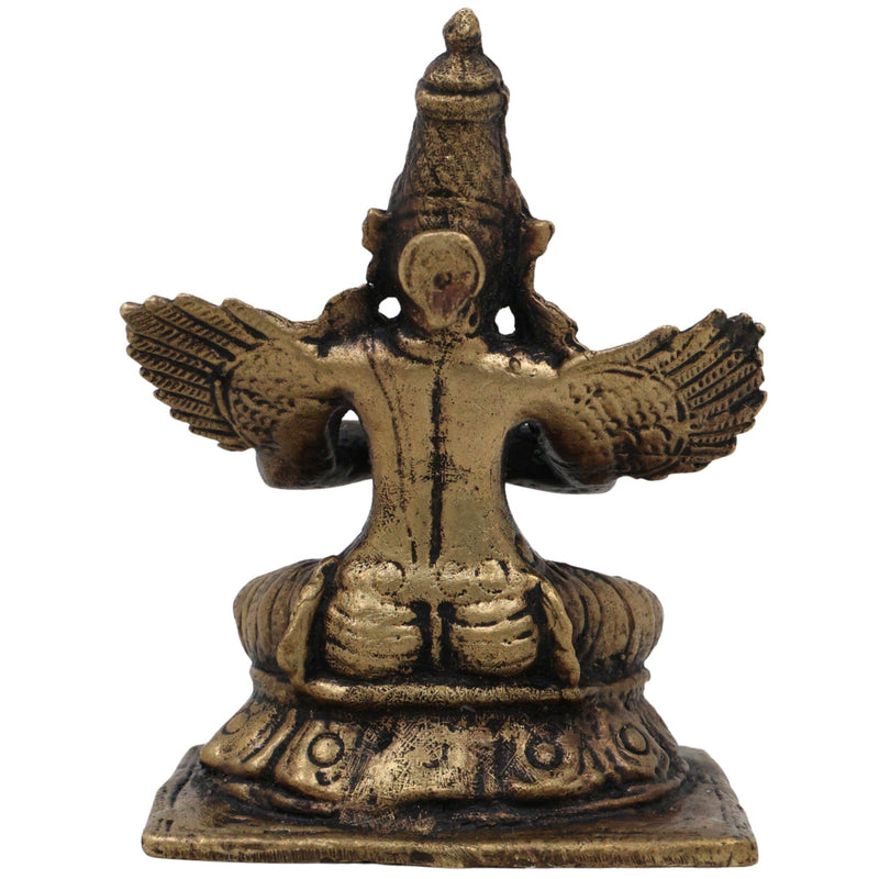 Brass Garuda Dev Idol, Vishnu Vahana Pakshiraja Murti, Handcrafted Pital Garuda Bhagwan Statue,Vainateya Suparna Vigraham for Home Temple & Puja Decor, Gold, 2.5 Inch, 1 Piece