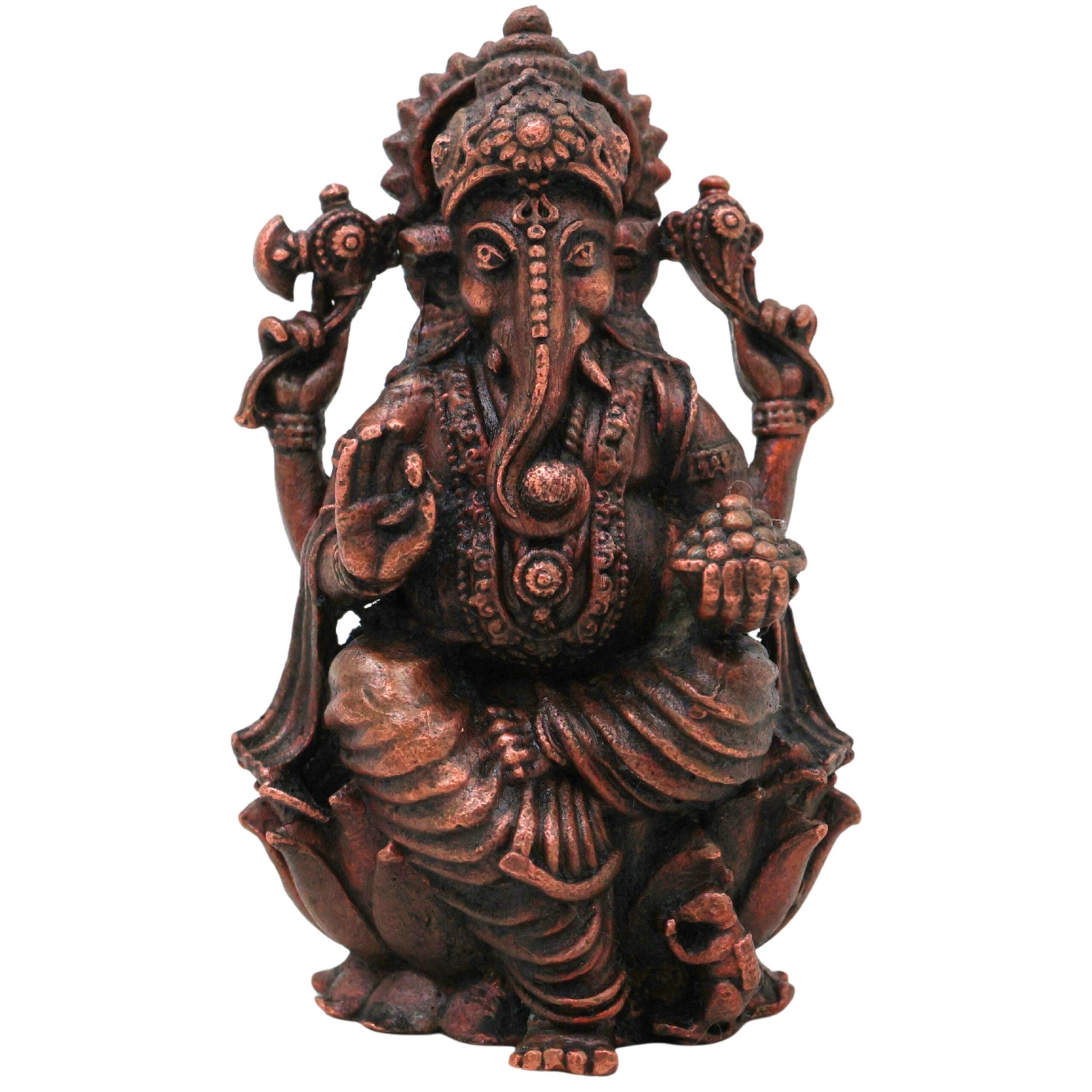 Copper Ganesha Idol, Handcrafted Tamra Vinayaka Moorti, Siddhivinayaka Vighnaharta Ganapati Murthi for Pooja, Home Decor & Spiritual Gifting , Brown, 3 Inch, 1 Piece