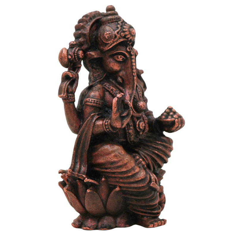 Copper Ganesha Idol, Handcrafted Tamra Vinayaka Moorti, Siddhivinayaka Vighnaharta Ganapati Murthi for Pooja, Home Decor & Spiritual Gifting , Brown, 3 Inch, 1 Piece