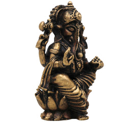 Brass Ganesha Idol, Ganapati Siddhivinayak Murti, Gajanana Statue for Pooja & Home Decor, Gold, 2.5 Inch, 1 Piece
