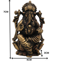 Brass Ganesha Idol, Ganapati Siddhivinayak Murti, Gajanana Statue for Pooja & Home Decor, Gold, 2.5 Inch, 1 Piece