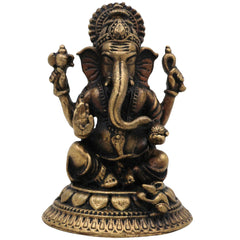 Brass Ganapati Idol, Siddhivinayak Murti, Vinayaka Statue, Gajanana Pratima, Ekadanta Pooja Murti, Handcrafted Peetal Vigraha, Gold, 2 Inch, 1 Piece