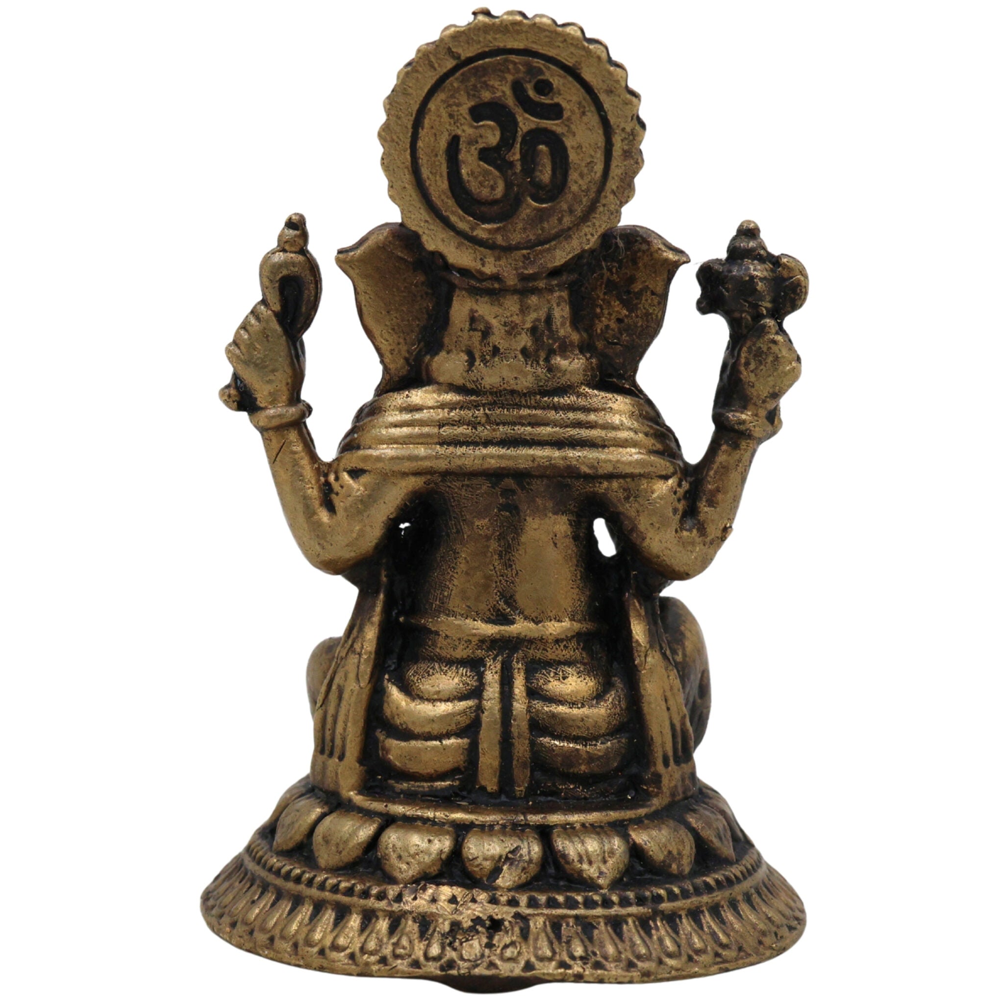 Brass Ganapati Idol, Siddhivinayak Murti, Vinayaka Statue, Gajanana Pratima, Ekadanta Pooja Murti, Handcrafted Peetal Vigraha, Gold, 2 Inch, 1 Piece