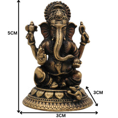 Brass Ganapati Idol, Siddhivinayak Murti, Vinayaka Statue, Gajanana Pratima, Ekadanta Pooja Murti, Handcrafted Peetal Vigraha, Gold, 2 Inch, 1 Piece