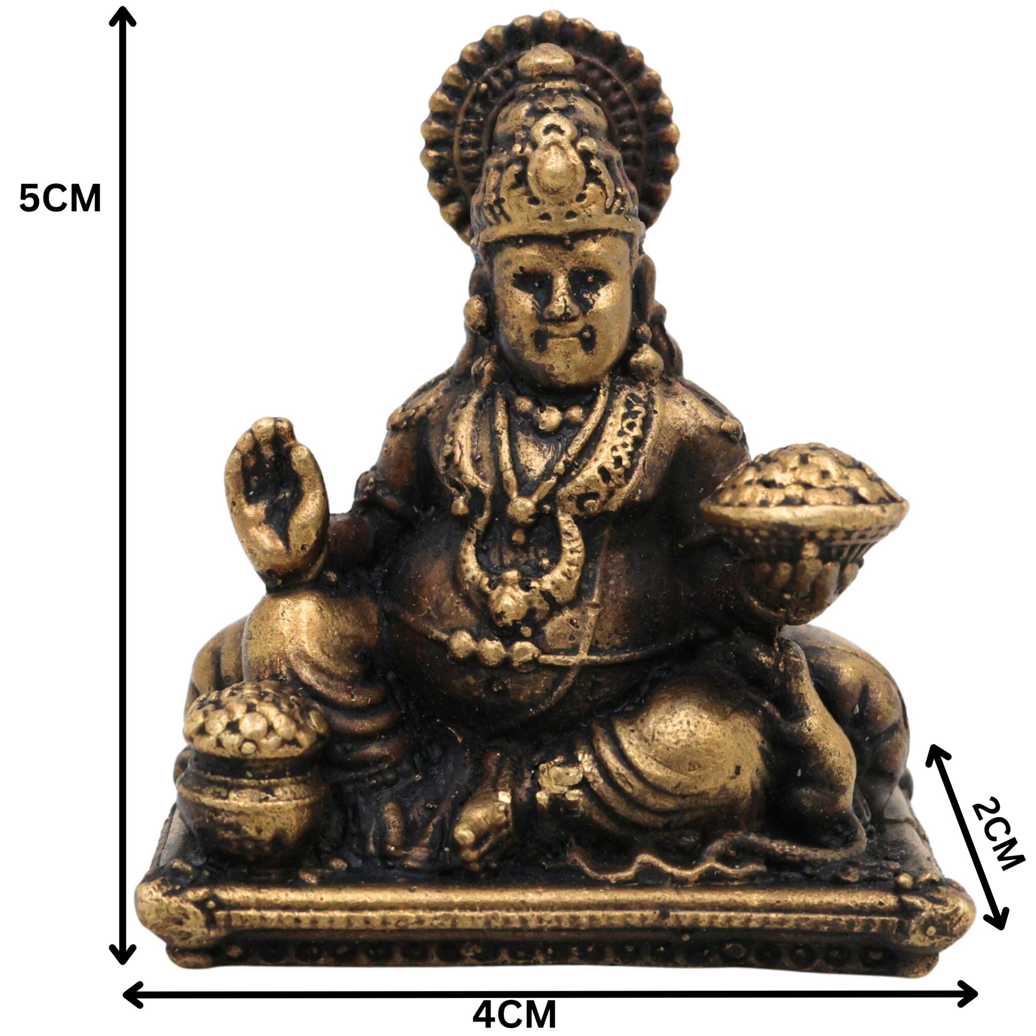 Brass Kubera Idol for Wealth, Lakshmi Kuber Murti, Lord Kubera Vigraham, Dhanadhipati Vaishravan Statue, Handmade Peetal Kuber Bhagwan Moorthi for Pooja & Home Decor, Gold, 2 Inch, 1 Piece
