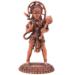 Copper Hanuman Idol, Handcrafted Tamra Anjaneya Murti, Bajrangbali Maruti Ramdoot Vigraham for Pooja, Home Decor & Spiritual Gifts, Brown, 3 Inch, 1 Piece
