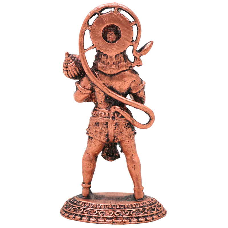 Copper Hanuman Idol, Handcrafted Tamra Anjaneya Murti, Bajrangbali Maruti Ramdoot Vigraham for Pooja, Home Decor & Spiritual Gifts, Brown, 3 Inch, 1 Piece