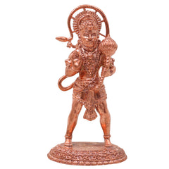 Copper Hanuman Idol, Handcrafted Tamra Anjaneya Murti, Bajrangbali Maruti Vayuputra Vigraham for Pooja Home Decor & Gifts, Brown, 3 Inch, 1 Piece