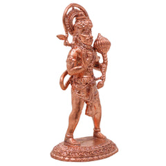 Copper Hanuman Idol, Handcrafted Tamra Anjaneya Murti, Bajrangbali Maruti Vayuputra Vigraham for Pooja Home Decor & Gifts, Brown, 3 Inch, 1 Piece
