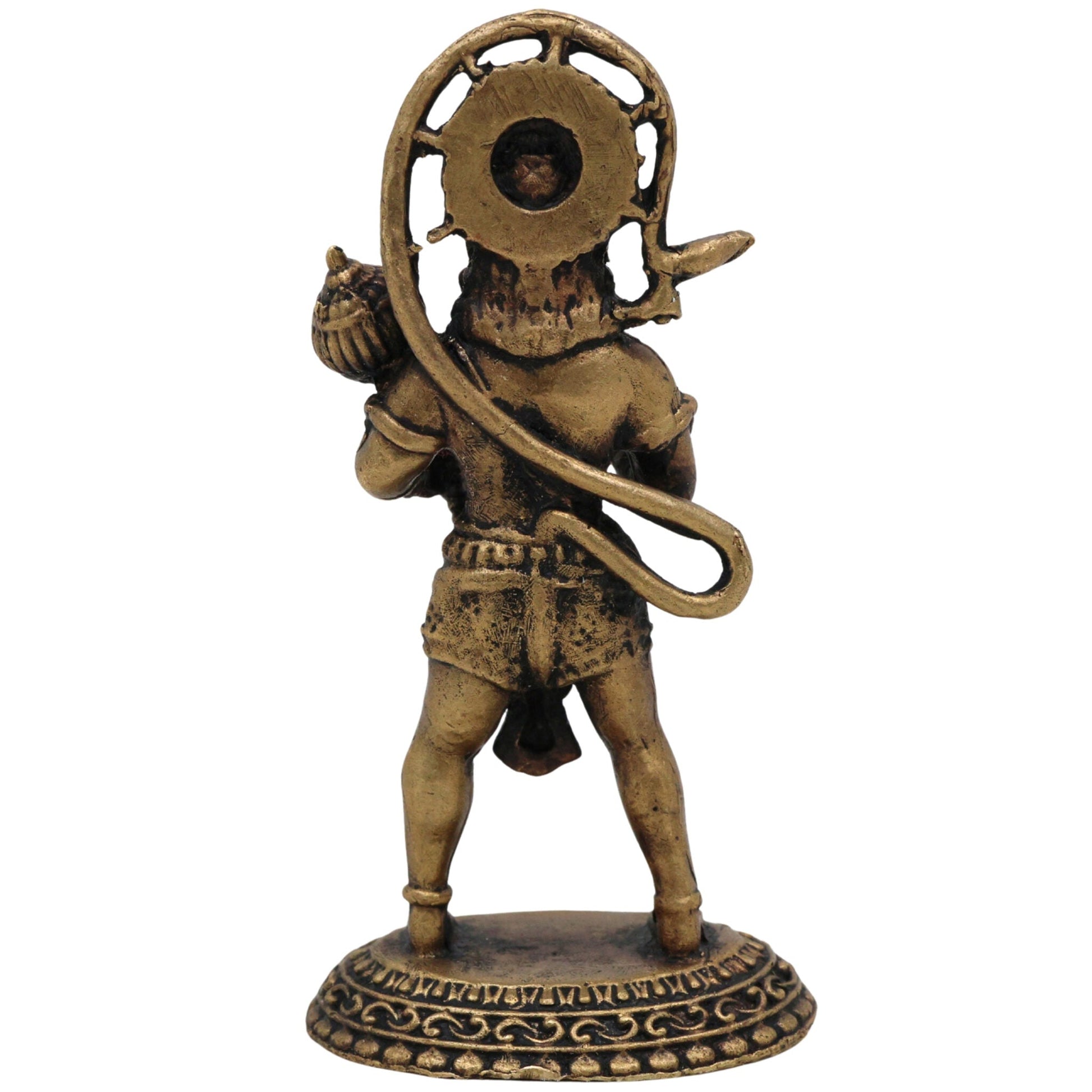 Brass Hanuman Idol, Pavanputra Anjaneya Murti, Bajrangbali Maruti Vigraha, Sankat Mochan Hanuman Statue, Handcrafted Peetal Pital Ram Bhakt Hanuman Moorti for Pooja Home Temple Décor, Gold, 3 Inch, 1 Piece