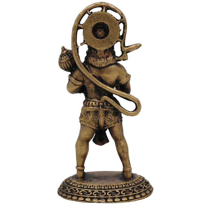 Brass Hanuman Idol, Pavanputra Anjaneya Murti, Bajrangbali Maruti Vigraha, Sankat Mochan Hanuman Statue, Handcrafted Peetal Pital Ram Bhakt Hanuman Moorti for Pooja Home Temple Décor, Gold, 3 Inch, 1 Piece