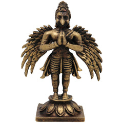 Brass Garuda Dev Idol, Handcrafted Vishnu Vahana Garudar Murti, Pakshiraja Vainateya Statue, Pital Garuda Bhagwan Vigraham for Puja & Home Decor, Gold, 3 Inch, 1 Piece