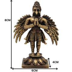 Brass Garuda Dev Idol, Handcrafted Vishnu Vahana Garudar Murti, Pakshiraja Vainateya Statue, Pital Garuda Bhagwan Vigraham for Puja & Home Decor, Gold, 3 Inch, 1 Piece