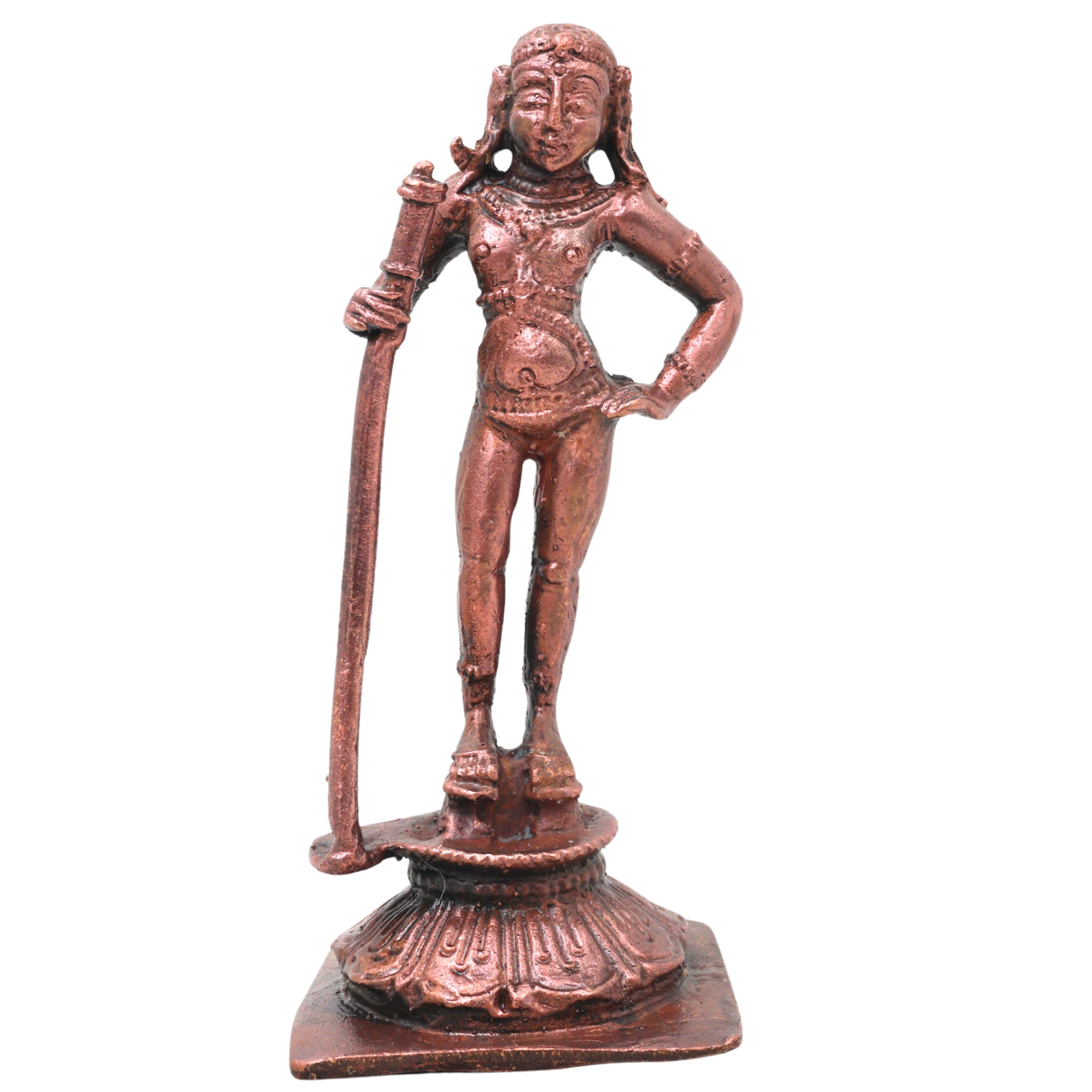 Copper Udupi Krishna Idol Handcrafted Traditional Balakrishna Murti for Pooja Home Decor & Spiritual Gifting , Brown, 4.5 Inch, 1 Piece