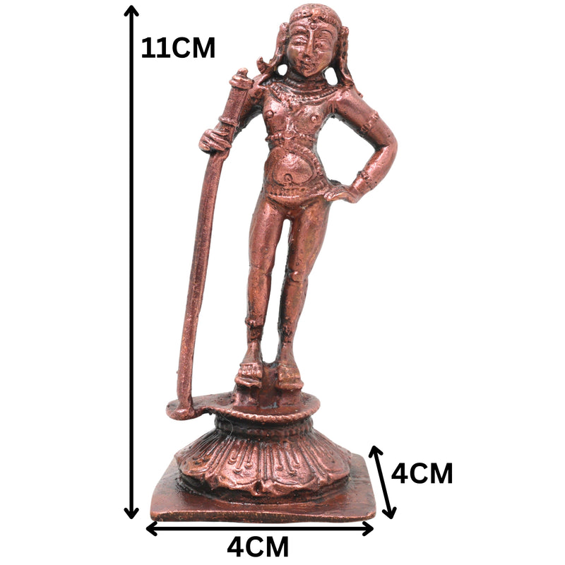 Copper Udupi Krishna Idol Handcrafted Traditional Balakrishna Murti for Pooja Home Decor & Spiritual Gifting , Brown, 4.5 Inch, 1 Piece