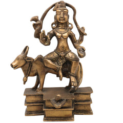 Brass Shiva Idol, Mahadev Murti, Bholenath Shankara Statue, Peetal Pital Rudra Murti for Home Temple Decor, Gold, 7.5 Inch, 1 Piece