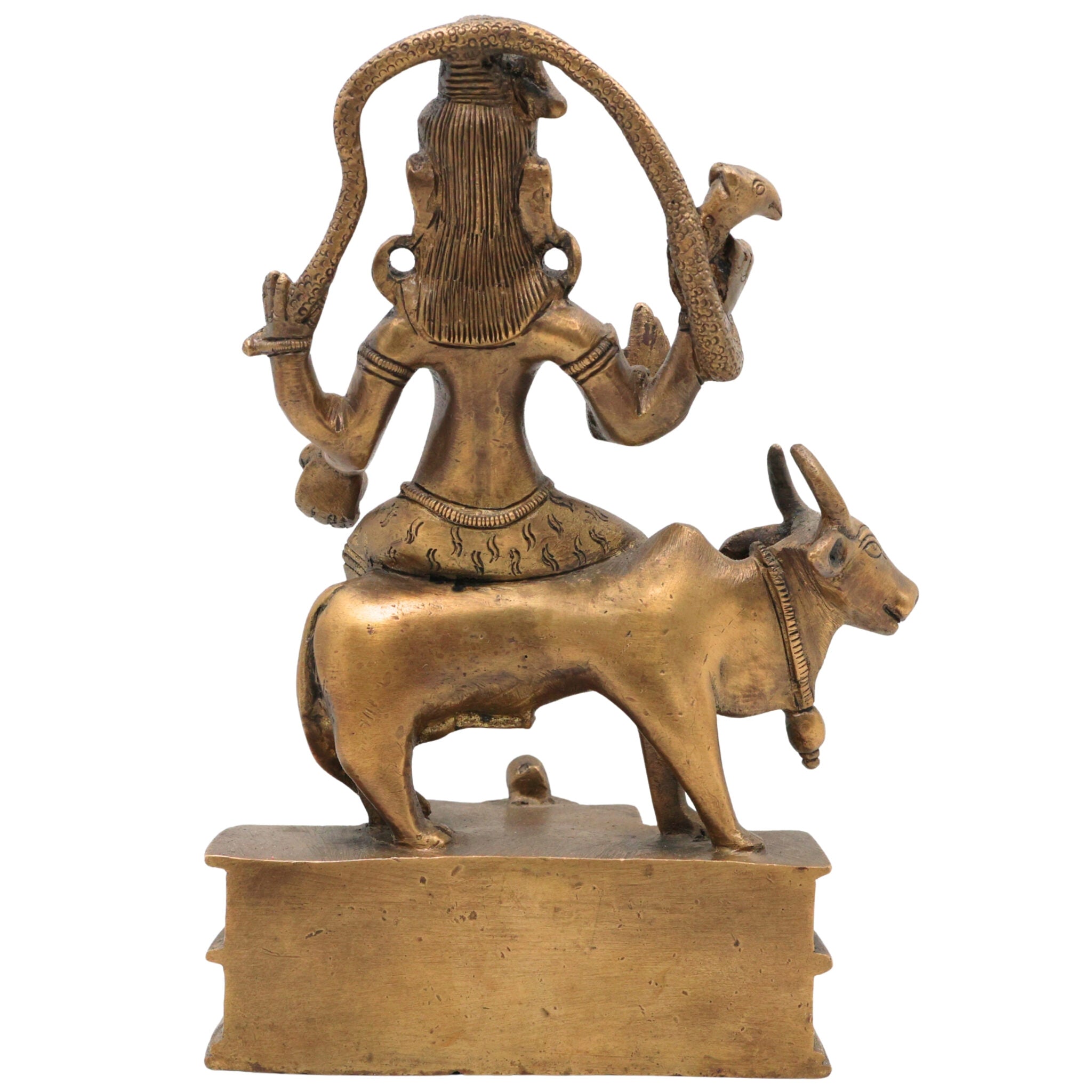 Brass Shiva Idol, Mahadev Murti, Bholenath Shankara Statue, Peetal Pital Rudra Murti for Home Temple Decor, Gold, 7.5 Inch, 1 Piece