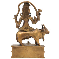 Brass Shiva Idol, Mahadev Murti, Bholenath Shankara Statue, Peetal Pital Rudra Murti for Home Temple Decor, Gold, 7.5 Inch, 1 Piece