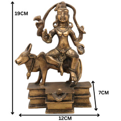 Brass Shiva Idol, Mahadev Murti, Bholenath Shankara Statue, Peetal Pital Rudra Murti for Home Temple Decor, Gold, 7.5 Inch, 1 Piece
