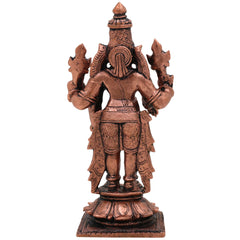 Pure Copper Vishnu Idol, Handcrafted Tamra Narayana Moorti, Govinda Balaji Lakshmipati Statue for Pooja, Home Temple & Spiritual Decor, Brown, 4.5 Inch, 1 Piece