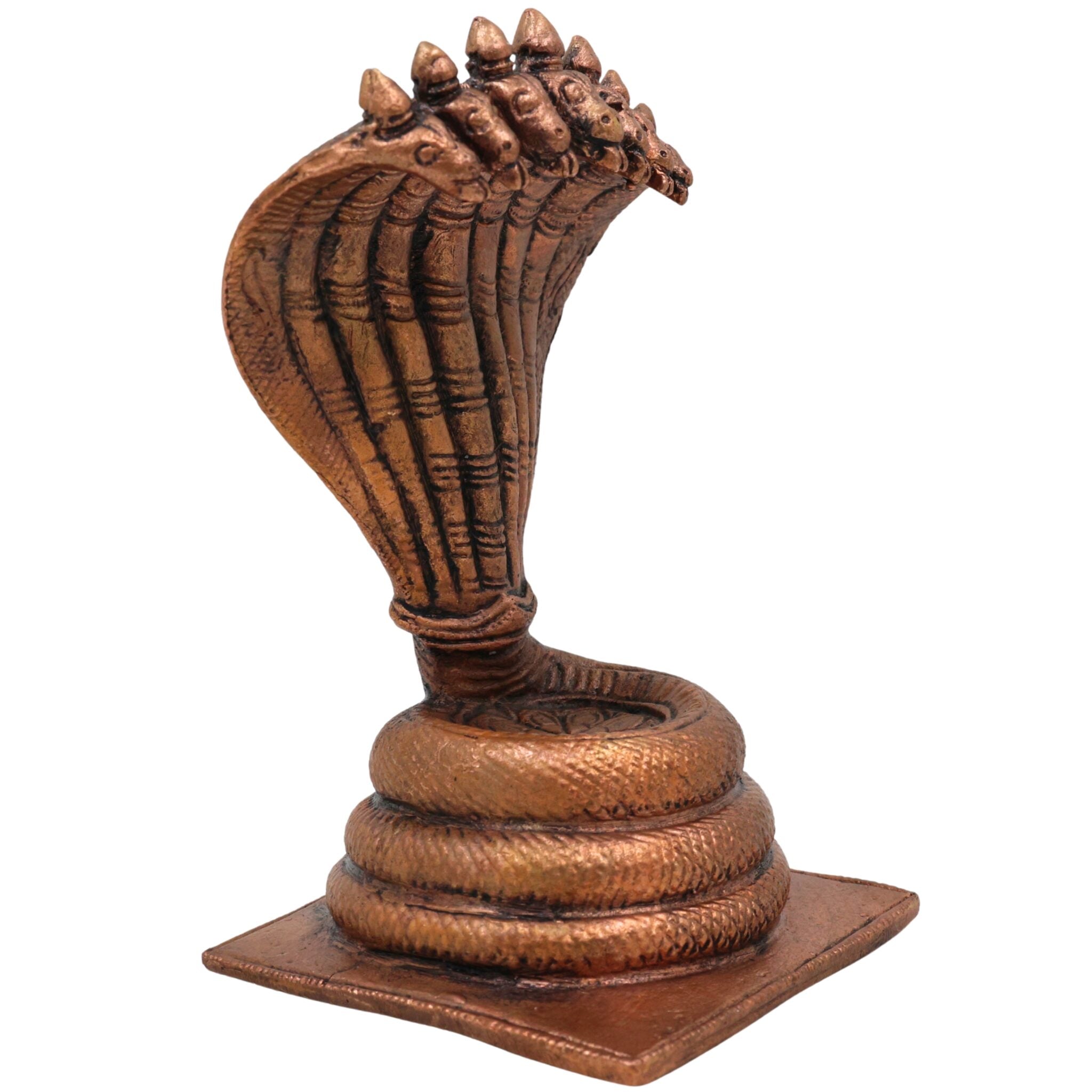 copper Sheshnag Figurine, Ananta Naga Idol, Adishesha Tamraloha Statue, Shesha Vasuki Copper Idol, Brown, 4.5 Inch, 1 Piece