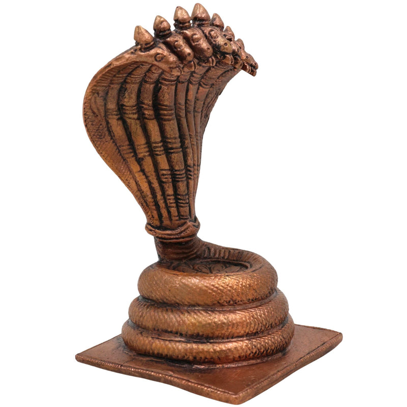 copper Sheshnag Figurine, Ananta Naga Idol, Adishesha Tamraloha Statue, Shesha Vasuki Copper Idol, Brown, 4.5 Inch, 1 Piece