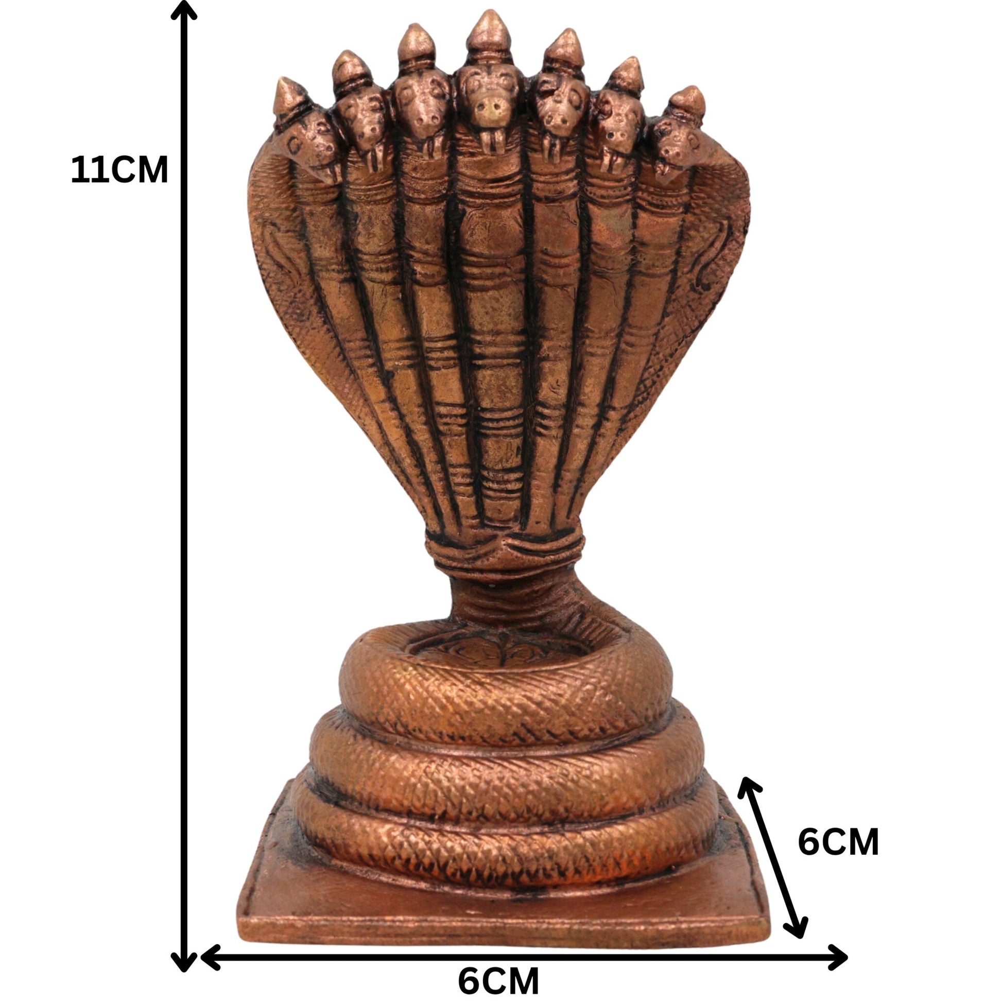 copper Sheshnag Figurine, Ananta Naga Idol, Adishesha Tamraloha Statue, Shesha Vasuki Copper Idol, Brown, 4.5 Inch, 1 Piece
