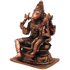 Copper Lakshmi Varaha Swamy Idol, Tamra Bhu Varaha Murti, Handcrafted Varaha Perumal Statue for Pooja, Temple & Home Decor, Brown, 4 Inch, 1 Piece