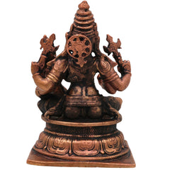 Copper Lakshmi Varaha Swamy Idol, Tamra Bhu Varaha Murti, Handcrafted Varaha Perumal Statue for Pooja, Temple & Home Decor, Brown, 4 Inch, 1 Piece